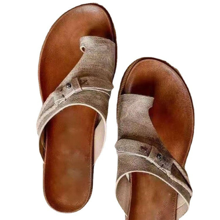 Damen Komfortable Zehentrenner-Sandalen mit modischem Riemchen-Design R&B
