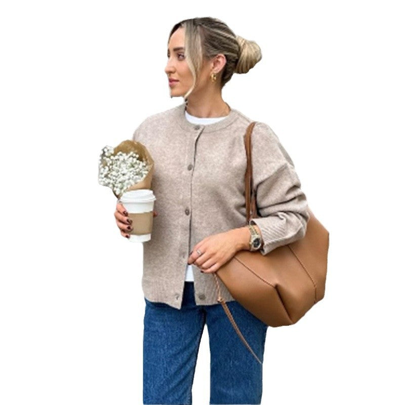 Damen leichte Strickjacke mit Knopfdetails und modischem Schnitt R&B