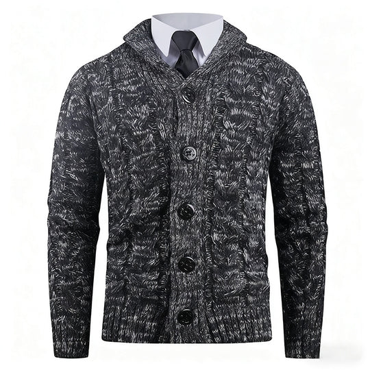 Herren Strickjacke mit Zopfmuster und schickem Schalkragen R&B