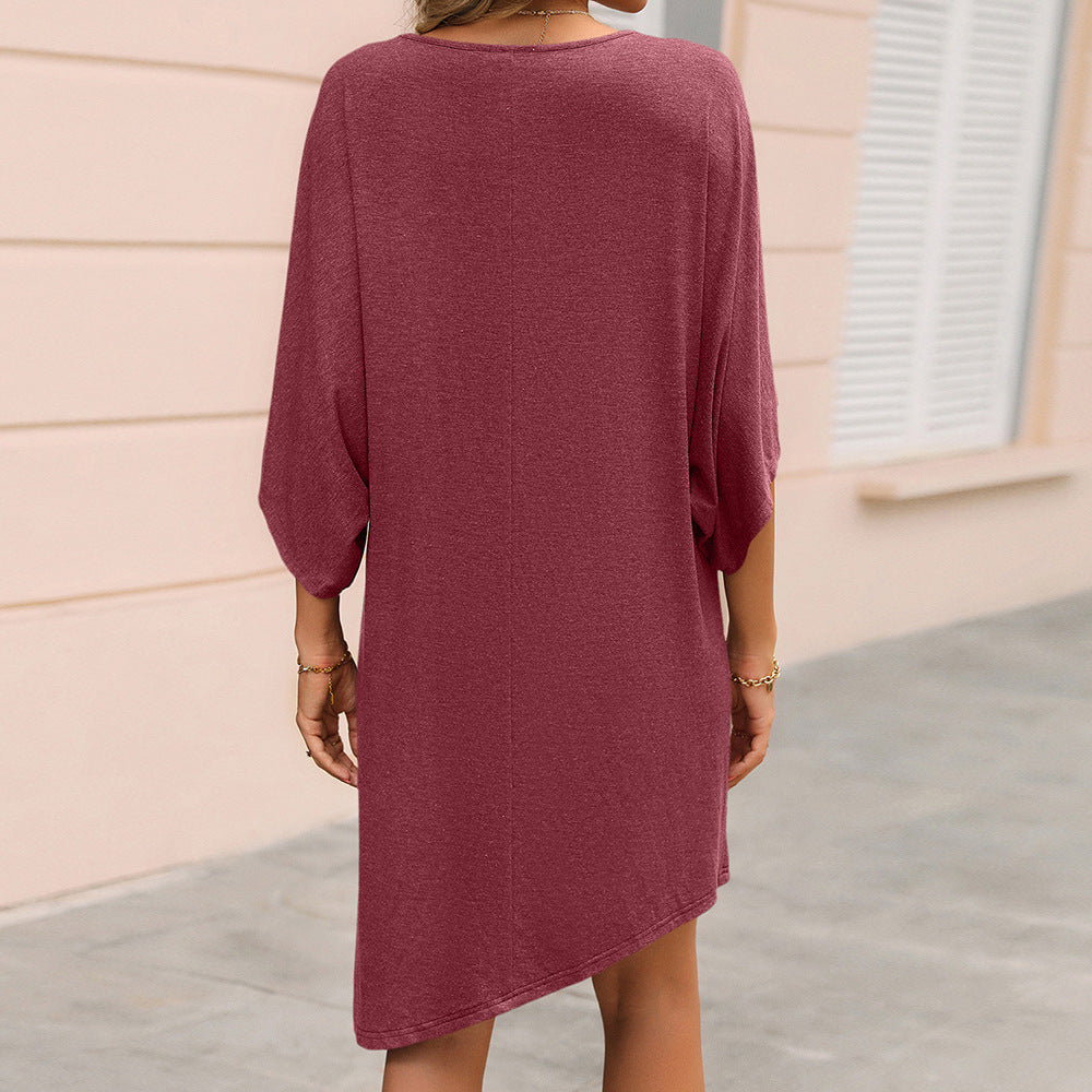 Damen lässiges Oversized Tunika-Kleid mit seitlichen Schlitzen und weichem Jersey-Design R&B