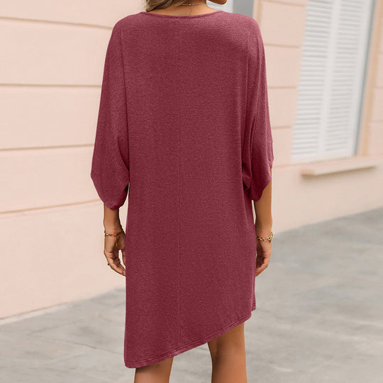 Damen lässiges Oversized Tunika-Kleid mit seitlichen Schlitzen und weichem Jersey-Design R&B