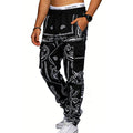 Herren nan Cargo-Jogginghose mit Paisley-Muster, elastischem Bund, multiple Reißverschluss- und Klappentaschen R&B