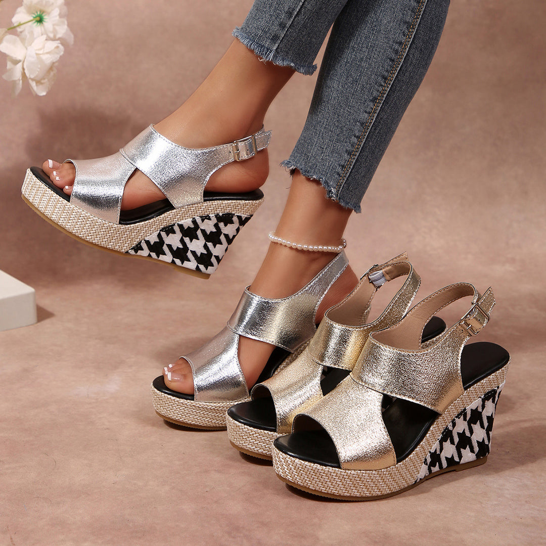 Damen Wedge-Sandalen mit modischem Hahnentritt-Design R&B