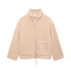 Damen Kuschelige Fleecejacke mit hohe Kragen und praktischen Taschen R&B