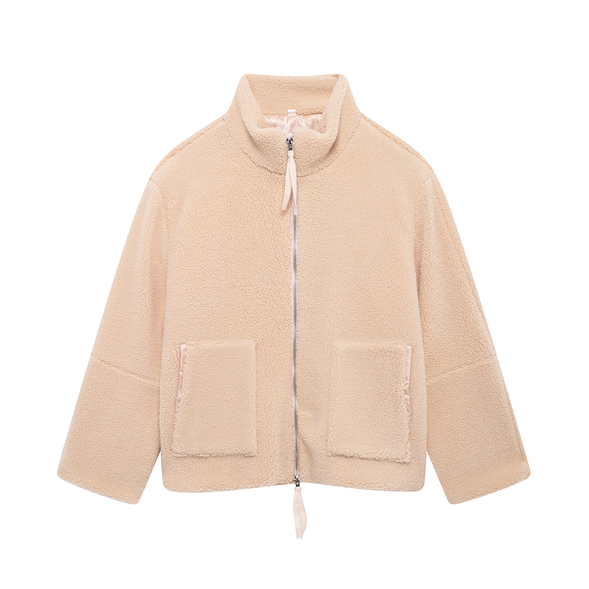Damen Kuschelige Fleecejacke mit hohe Kragen und praktischen Taschen R&B