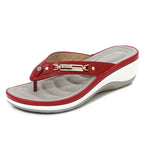 Damen trendige Wedge-Sandalen mit modischem Zierband und atmungsaktiver Fußbettung R&B