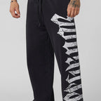 Herren nan weite Sweathose aus angerautem Fleece mit seitlichem Vintage-Print und Kordelbund R&B