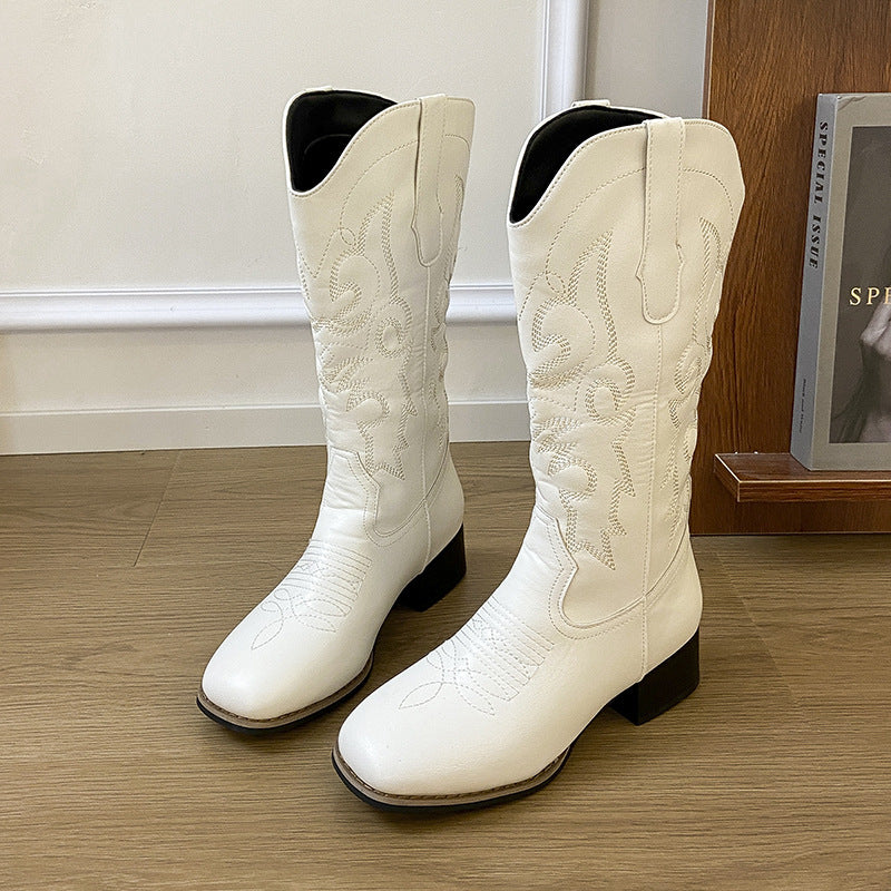 Damen Cowboystiefel im edlen Design mit detaillierter Stickerei R&B