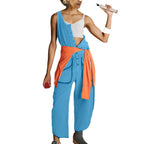 Damen sportlicher Jumpsuit mit asymmetrischem Schnitt und praktischem Knopfdetail R&B