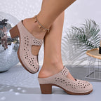 Damen modische Plateau-Pantoletten mit elegantem Cut-Out-Design und rutschfester Sohle R&B