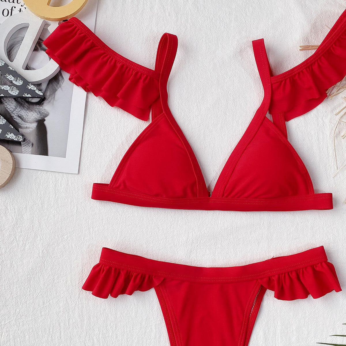Damen sexy Bikini mit verspielten Rüschen