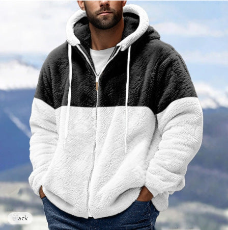 Herren kuschelige Fleecejacke mit Kapuze R&B