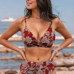 Damen Hochgeschnittener Bikini mit floralem Design R&B
