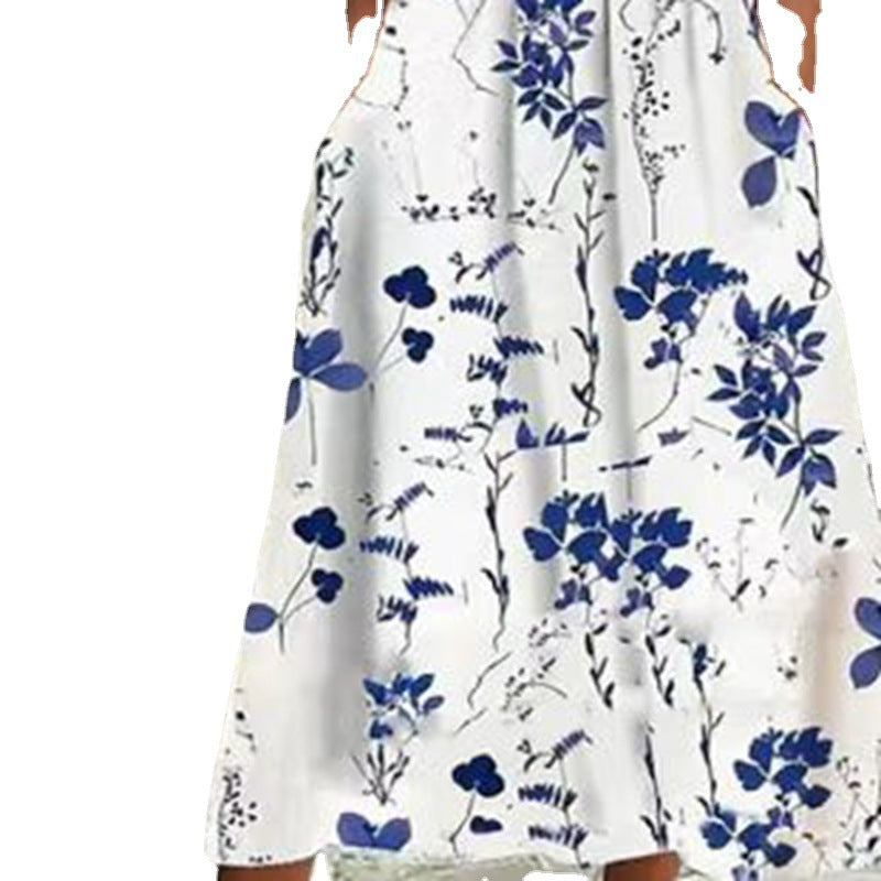 Damen Sommerliches Freizeitkleid mit Spitzenärmeln und originellem Blumendruck Heidi-Mode