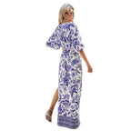 Damen Maxi-Kleid mit floralem Design und seitlichem Schlitz R&B