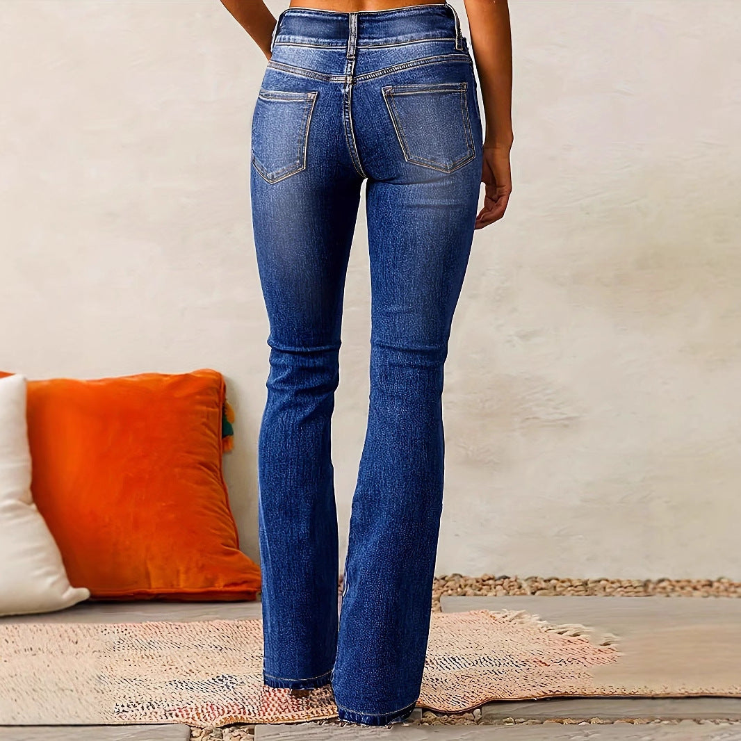 Damen Bootcut Jeans mit hohem Bund und modernem Waschung R&B