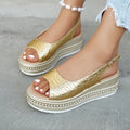 Damen Wedge-Sandaletten mit modischem Krokodesign und komfortablem Fußbett R&B