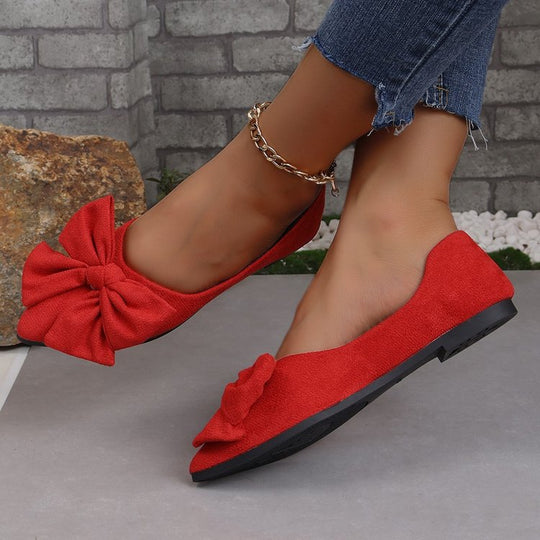 Damen nan spitze Ballerina-Slipper mit dekorativer Schleife und gepolstertem Komfortfußbett R&B