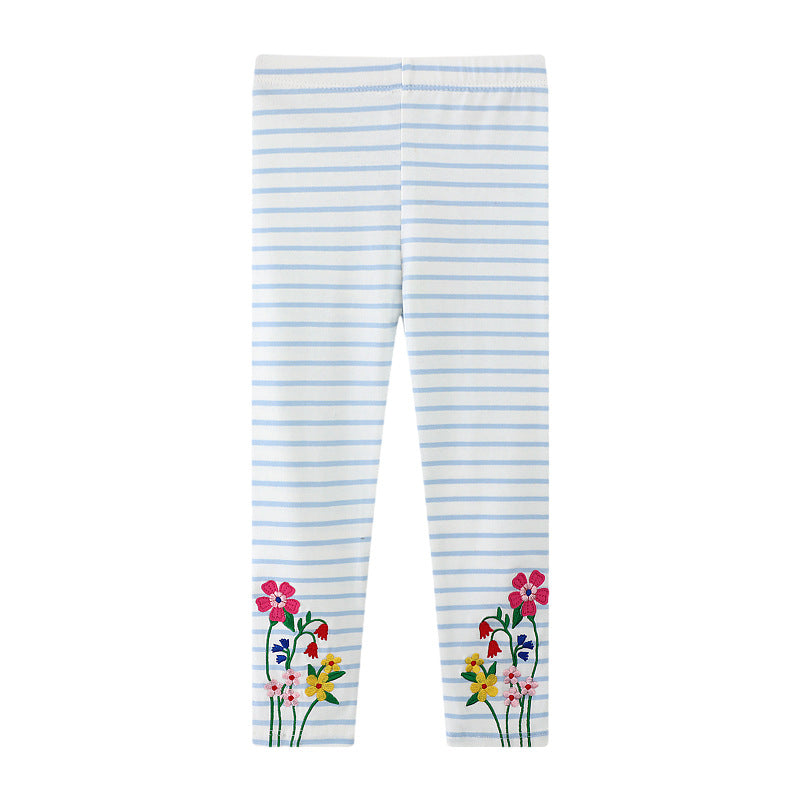 Mädchen Leggings mit buntem Blütenstickdesign R&B