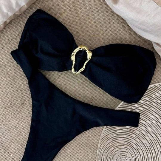Damen Bikini mit modischem Knotendesign und elegantem Goldakzent R&B
