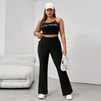 Damen Flared Hose mit praktischen Seitentaschen und elastischem Bund R&B