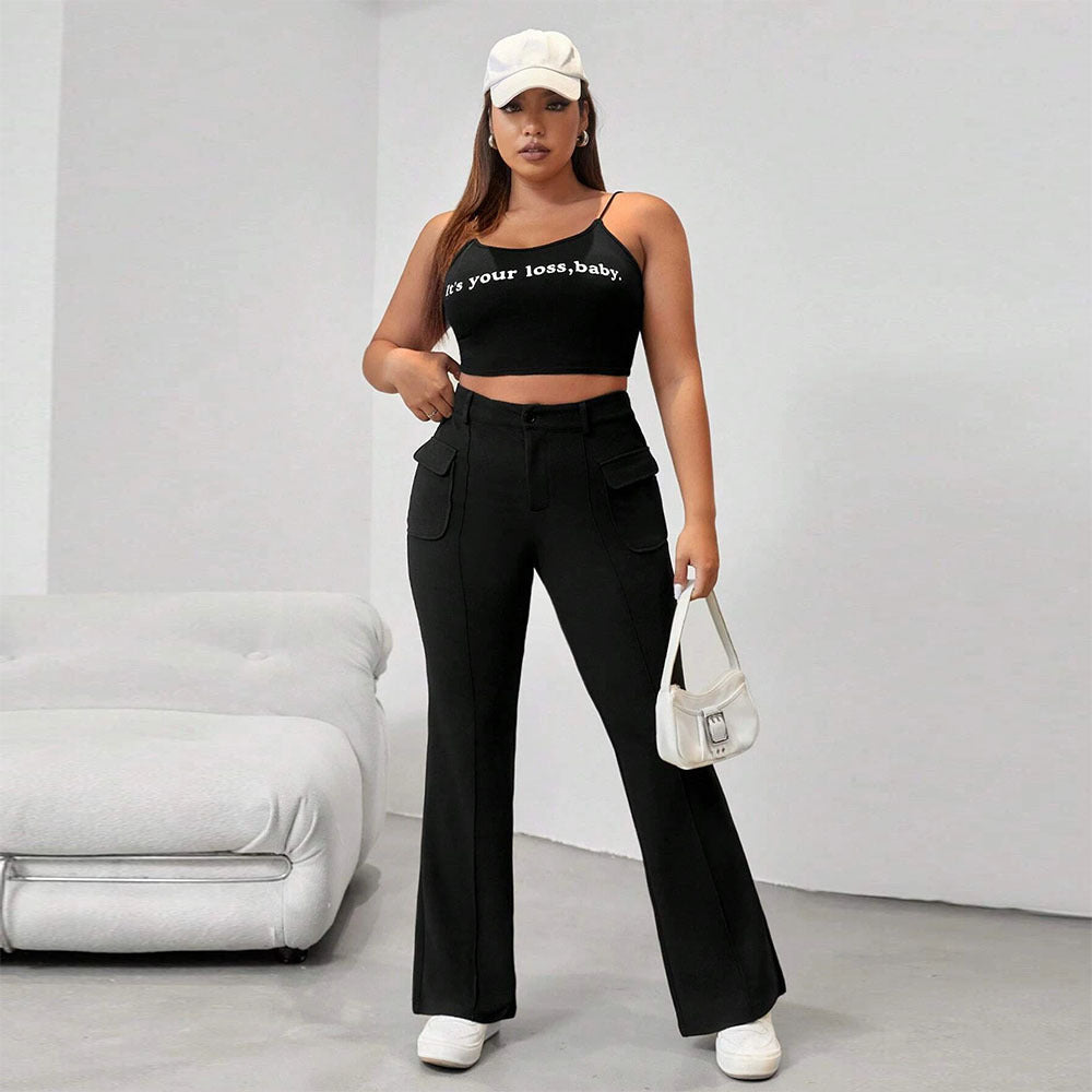 Damen Flared Hose mit praktischen Seitentaschen und elastischem Bund R&B