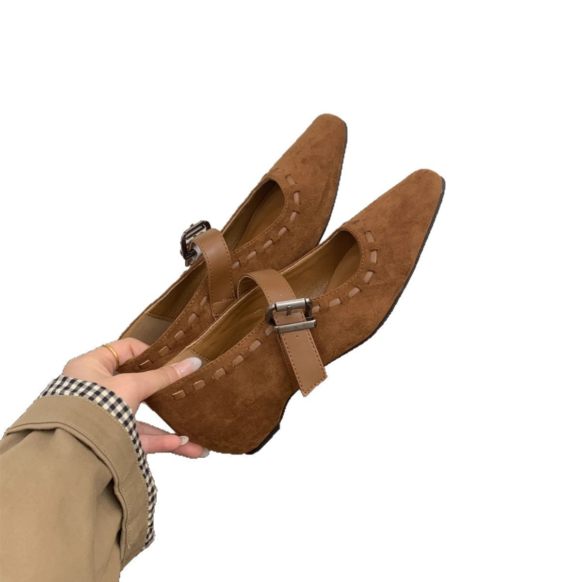 Damen Ballerinas mit modischer Schnallenapplikation und elegantem Spitzendesign R&B
