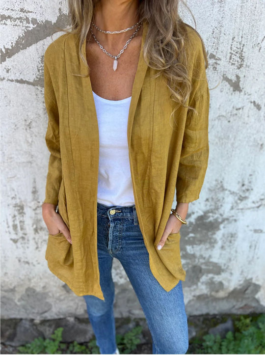 Damen lässige Sommerjacke aus leichtem Leinen R&B