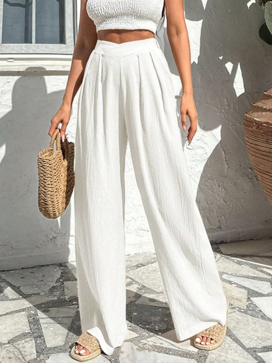 Damen weite Stoffhose mit eleganter Bundfaltenführung R&B