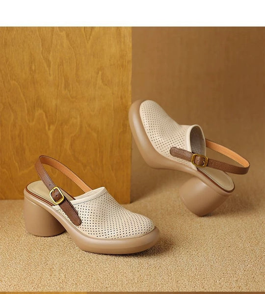 Damen Riemchen-Clogs mit perforierter Oberfläche und komfortablem Blockabsatz R&B