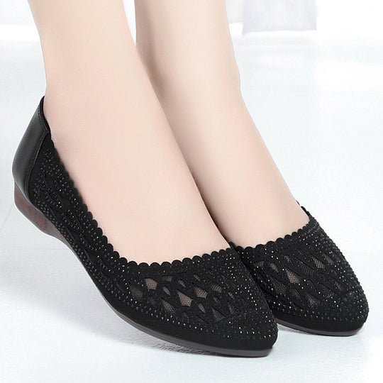 Damen Elegante Ballerinas mit modischem Cut-Out-Design und funkelnden Strassdetails R&B