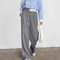 Damen Elegante weite Hose mit schickem Gürtel und Falten R&B