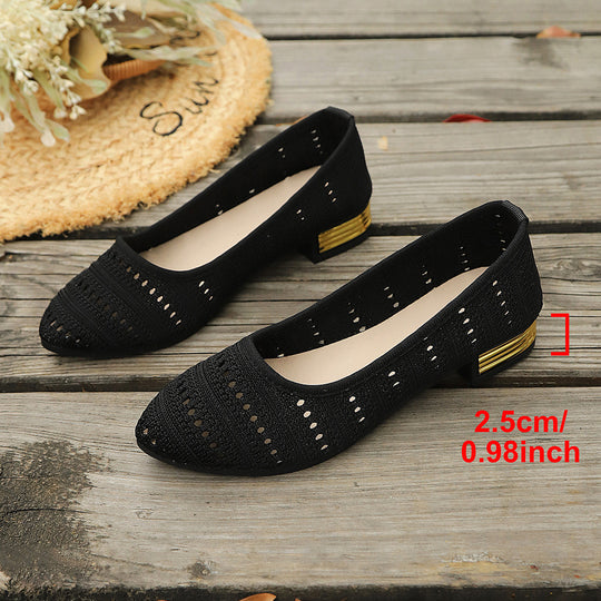 Damen Ballerinas mit modischem Lochmuster und elegantem Absatz R&B