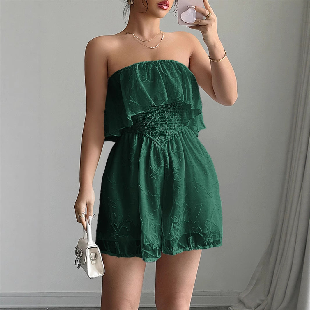 Damen Bandeau Jumpsuit mit Rüschendetails R&B