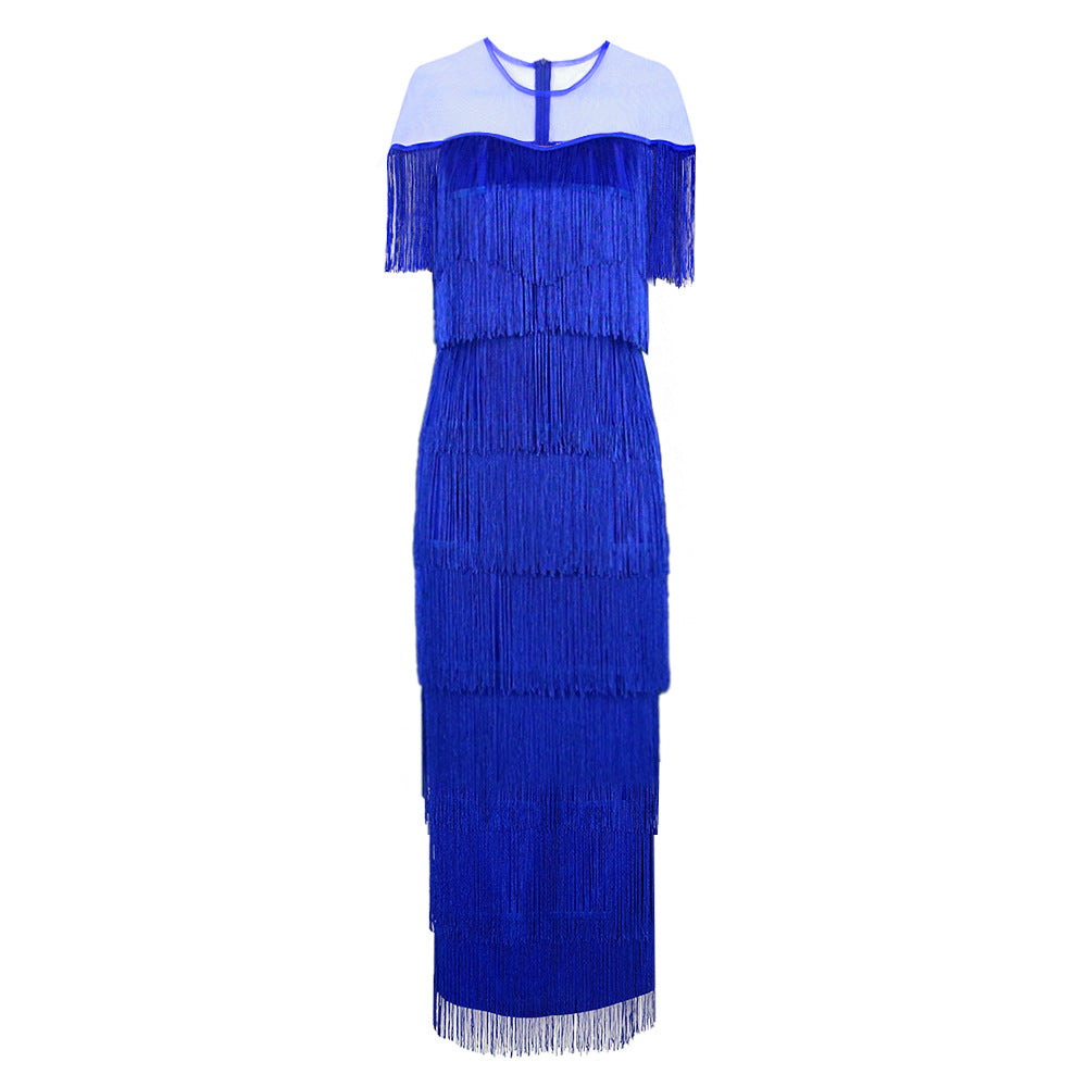 Damen Wickelkleid mit fransierendem Design und seitlichem Schlitz R&B