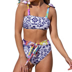 Damen Bikini-Set mit verspieltem Hochbund und dekorativen Schleifen R&B