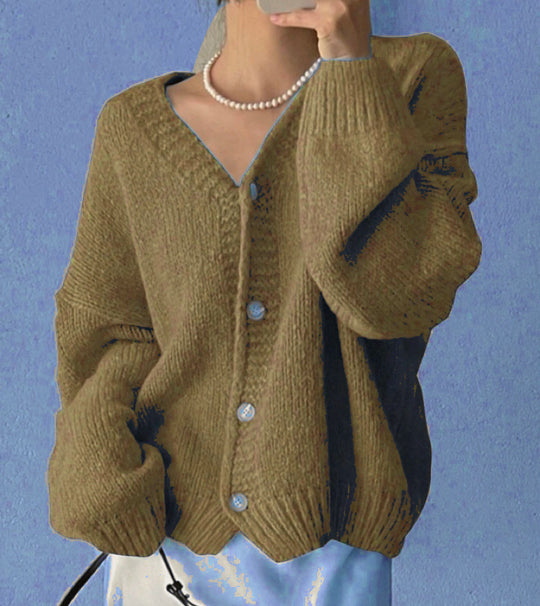 Damen Strickjacke mit tiefem V-Ausschnitt und sanfter Struktur R&B