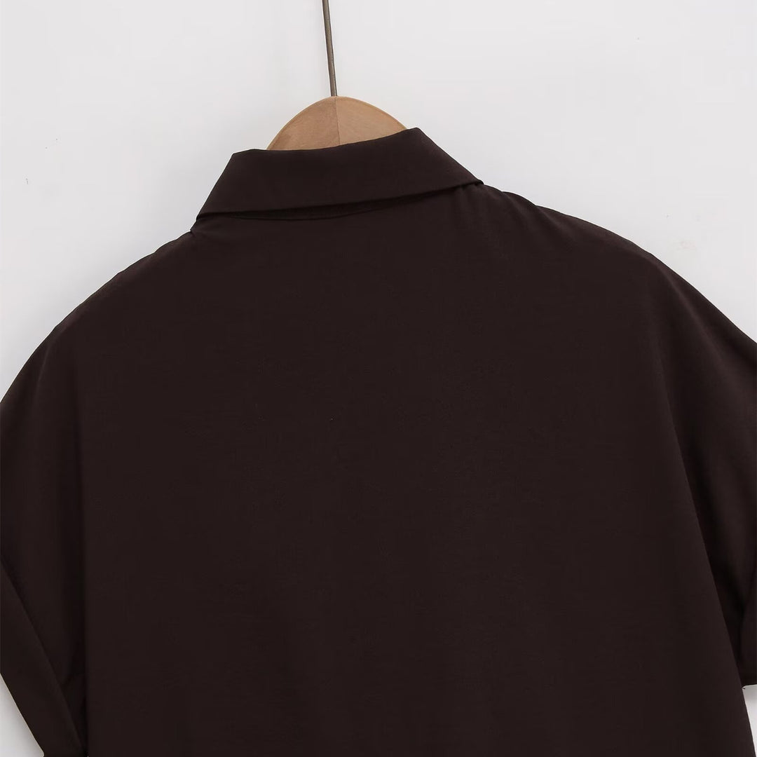 Damen Kurzarmbluse mit Knotendetail und elegantem Schnitt R&B