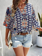 Damen Tunika mit floralem Muster und seitlichen Schlitzen R&B