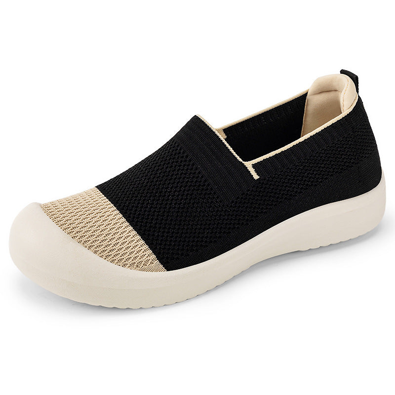 Damen Modische Slip-On Sneakers mit rutschfester und atmungsaktiver Strickoberfläche R&B