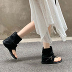 Damen modische Sandalen mit offenem Zehenbereich und elegantem Faltenwurf R&B
