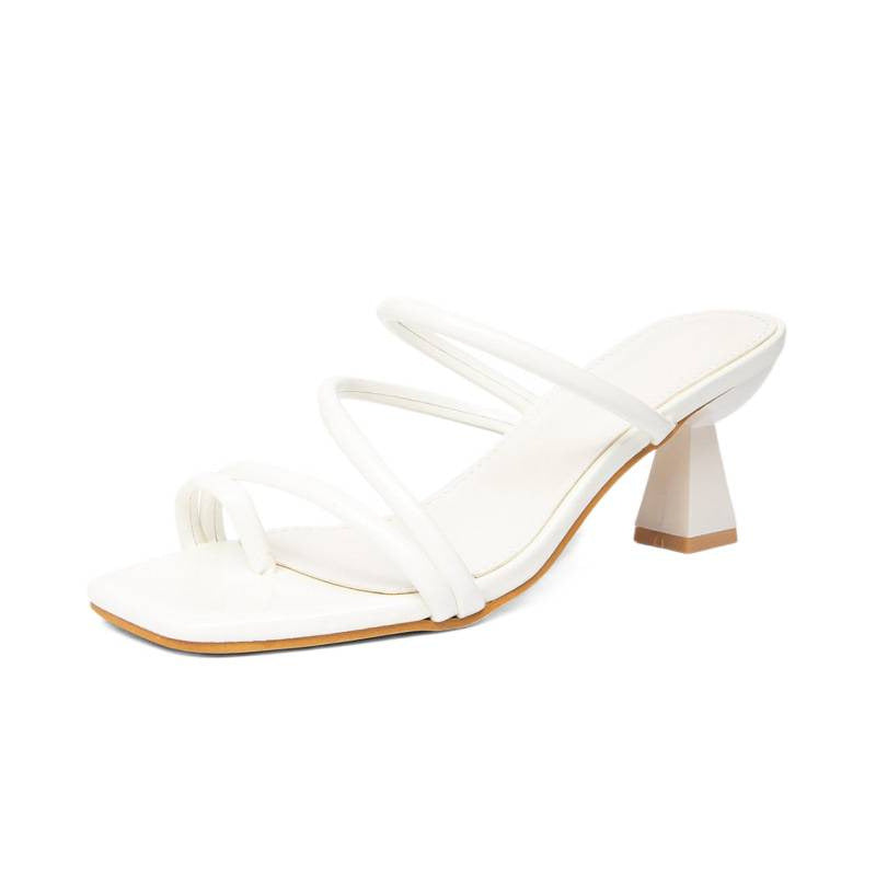 Damen modische Riemchen-Sandalen mit quadratischer Zehenpartie und stabilem Blockabsatz R&B