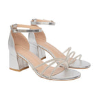 Damen elegante Riemchen-Sandalen mit glitzernden Akzenten und breitem Blockabsatz R&B