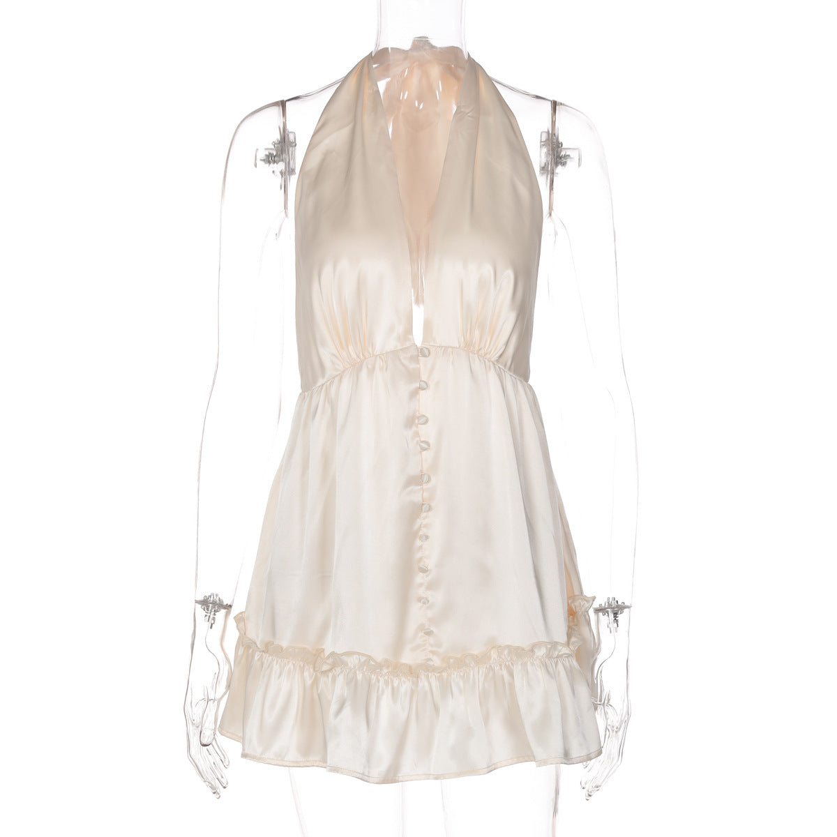 Damen Elegantes Top mit tiefem V-Ausschnitt und Rüschendetails R&B