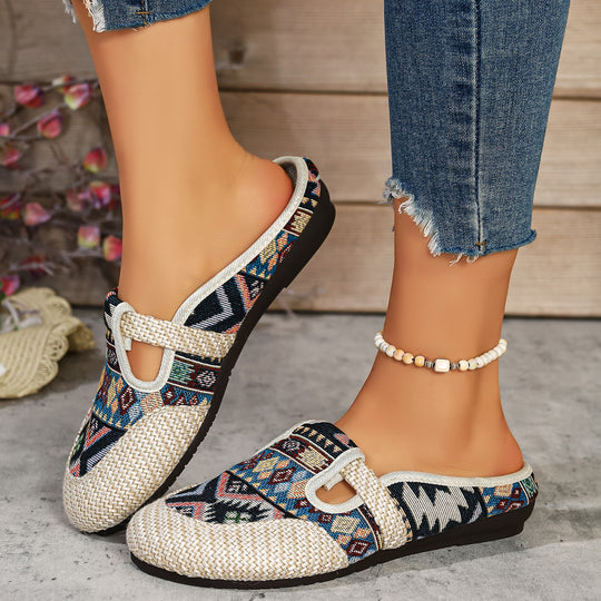 Damen komfortable und modische Clogs mit buntem Jacquard-Muster R&B