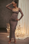 Damen Elegantes langärmliges Maxikleid mit raffinierten Rüschendetails R&B