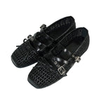 Damen Ballerina-Schuhe mit dekorativem Netzdesign und komfortablem Riemen