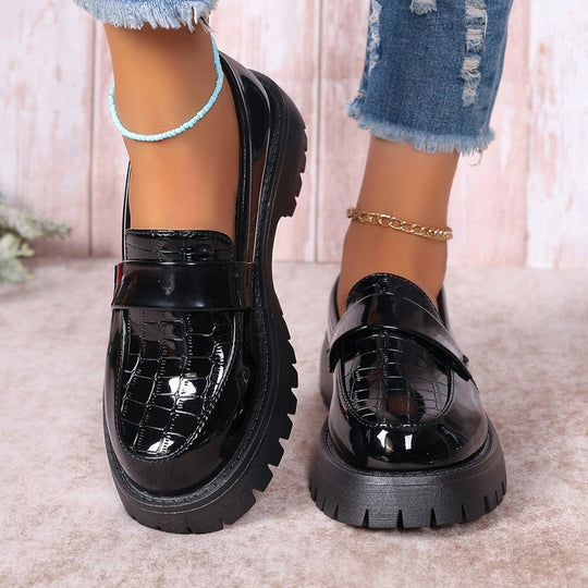 Damen modische Lackleder Slipper mit Gummisohle R&B