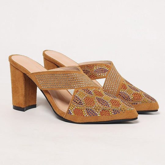 Damen Mules mit funkelnder Dekoration R&B