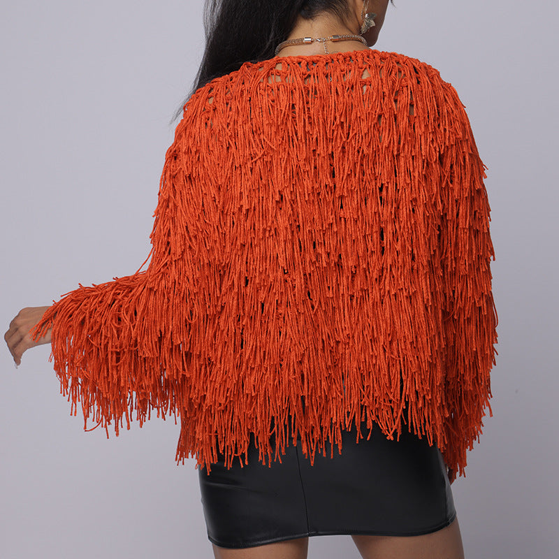 Damen Fransen-Pulloverjacke mit offenem Schnitt und stylischem Design R&B
